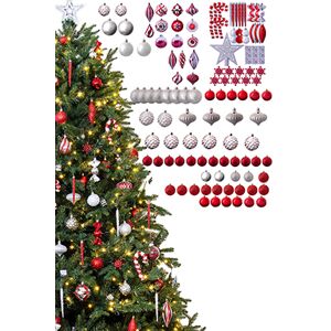 Off 58% The 128pc Red & Silver Full Heavy ... Christmas Tree World