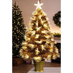 Off 38% The 3ft Gold Flower Fibre Optic Christmas Tree Christmas Tree ... Christmas Tree World