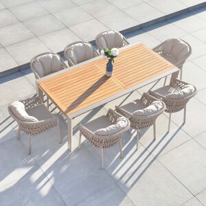 OFF 29% Harbour Lifestyle Pello 8 Seat Extending Dining Set with Teak Table ... Harbour lifestyle