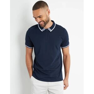 Off 40% Threadbare Men's Navy Tipping Detail Zip Neck Polo Shirt - ... Threadbare.