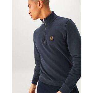 OFF 59% Belstaff Mens Dark Ink Cotton Fleece Quarter Zip Sweatshirt - ... Designerwear