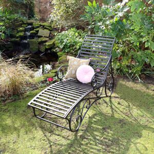 OFF 15% Ornate Black & Gold Metal Garden Sun Lounger 100cm x 60cm ... Melody Maison