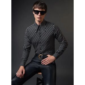 Off 30% Phixclothing.com Black Symmetrical Pin Stripe Long Sleeve Viscose Shirt ... Phix