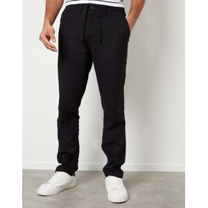 OFF 30% Threadbare Men's Black Linen Blend Trousers - 34 - Black Threadbare.