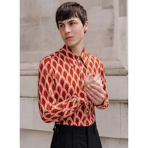 Off 20% Phixclothing.com Orange Art Deco Arch Geometric Viscose Shirt - ... Phix