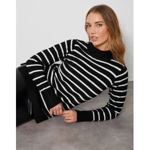 Off 20% Threadbare Women's Black Striped High Neck Jumper - 14 - Black Threadbare.