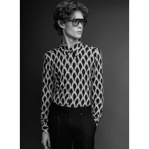 Off 30% Phixclothing.com Black Art Deco Arch Geometric Viscose Shirt - ... Phix